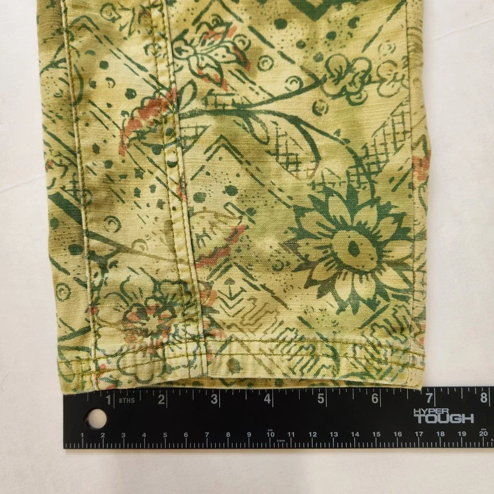 PILCRO The Wanderer Women's Size 27 Floral Print‎ Pants Boho Style Yellow Green